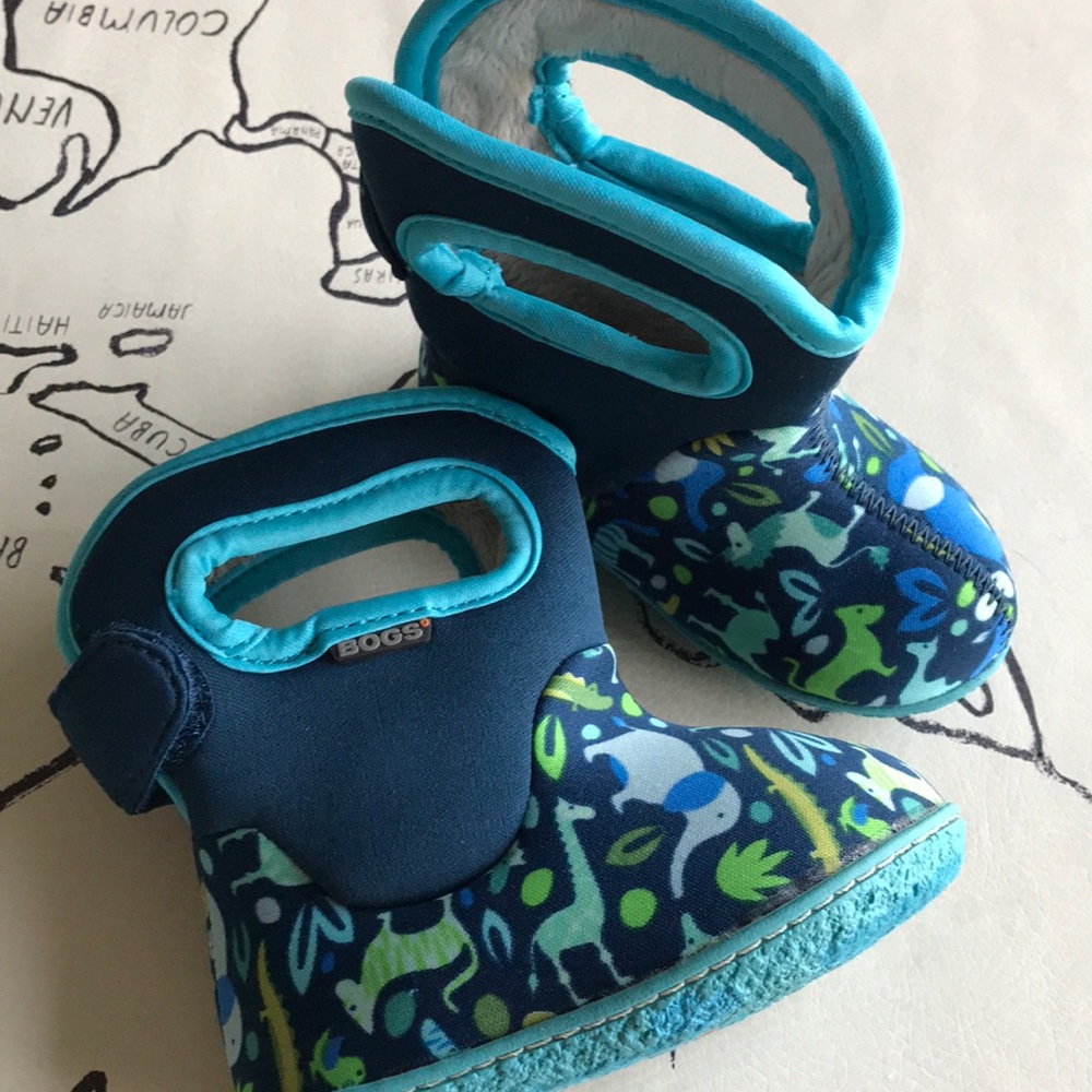 Baby Bogs Blue Zoo Faux Fur Waterproof Boot Size 4